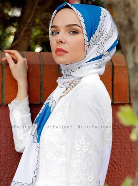 Dahab - Hijab à Motifs Bleu - Sal Evi