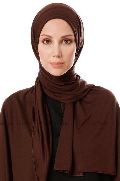 Hande - Hijab En Coton Marron Foncé - Gülsoy
