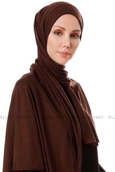 Hande - Hijab En Coton Marron Foncé - Gülsoy