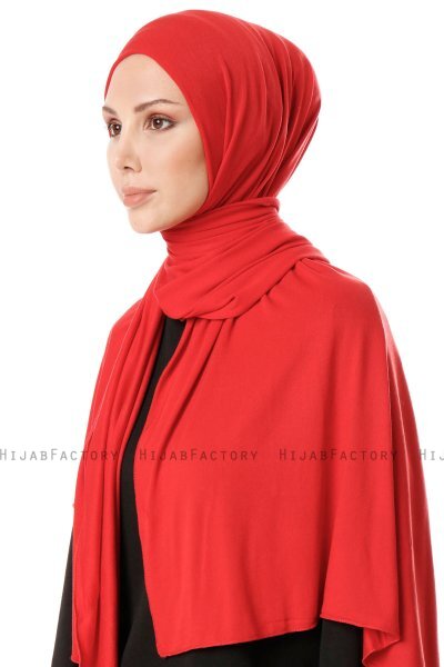 Hande - Hijab En Coton Rouge - Gülsoy