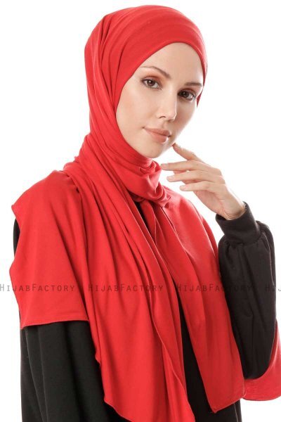 Hande - Hijab En Coton Rouge - Gülsoy