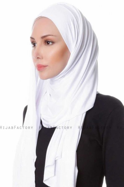 Hanfendy Vit Praktisk One Piece Sjal Hijab 201702b