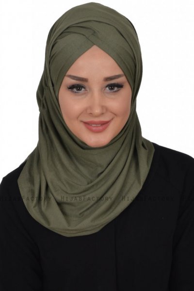 Hilda - Hijab En Coton Kaki