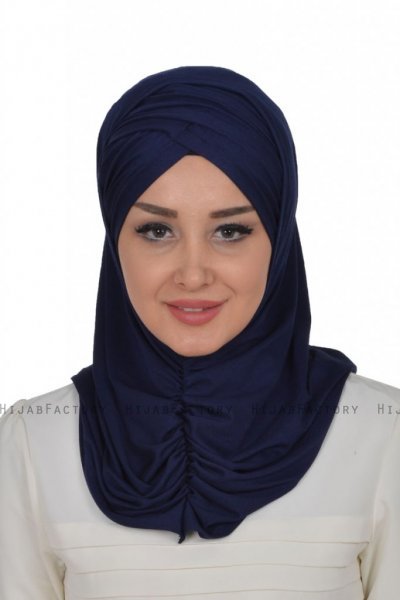 Hilda - Hijab En Coton Bleu Marine