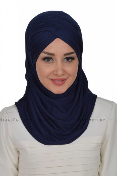 Hilda - Hijab En Coton Bleu Marine