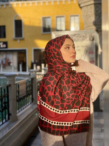 Iza - Hijab A Motifs En Coton Bordeaux - Mirach
