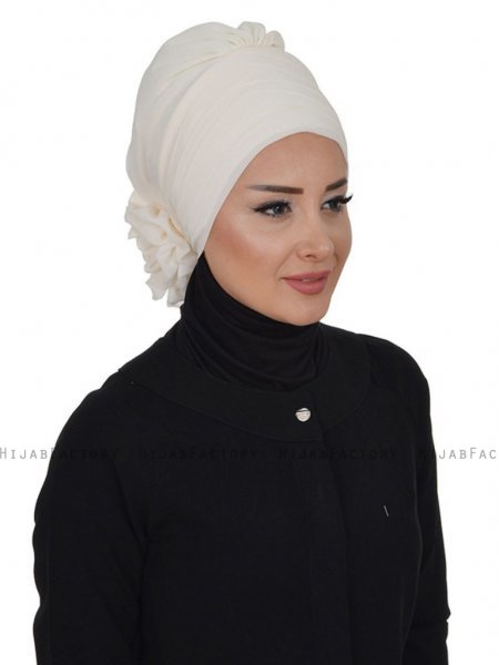Jane Creme Chiffon Turban Ayse Turban 325918-3