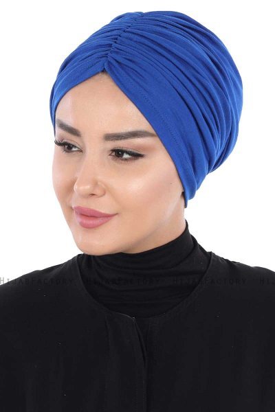 Jill - Turban En Coton Bleu - Ayse Turban