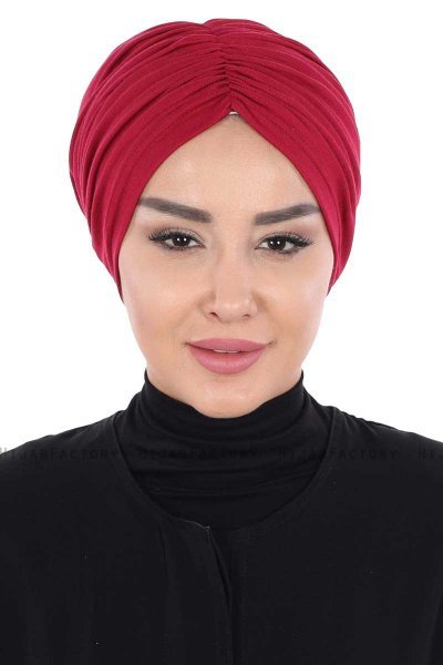 Jill - Turban En Coton Bordeaux - Ayse Turban