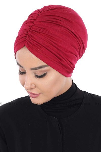Jill - Turban En Coton Bordeaux - Ayse Turban