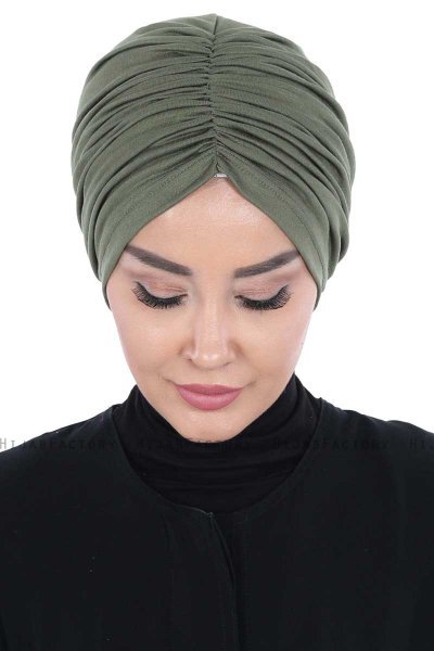 Jill - Turban En Coton Kaki - Ayse Turban