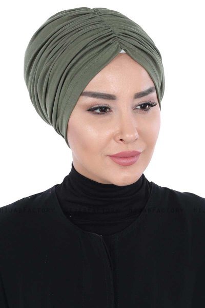 Jill - Turban En Coton Kaki - Ayse Turban