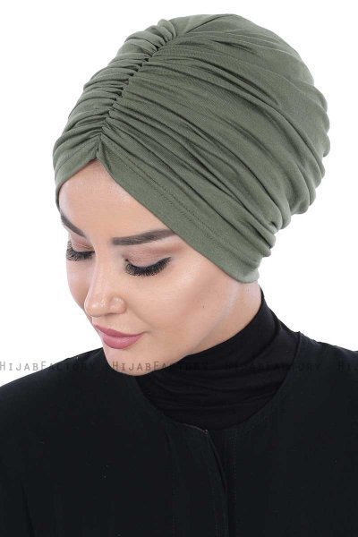 Jill - Turban En Coton Kaki - Ayse Turban