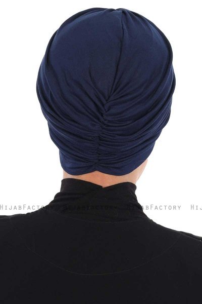 Jill - Turban En Coton Bleu Marin - Ayse Turban