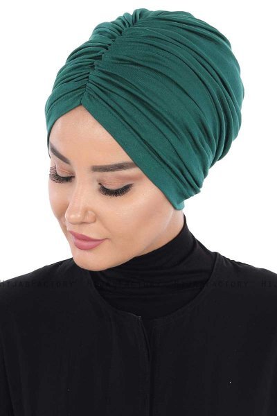 Jill - Turban En Coton Vert Foncé - Ayse Turban