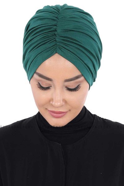Jill - Turban En Coton Vert Foncé - Ayse Turban