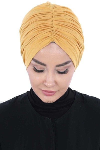 Jill - Turban En Coton Moutarde - Ayse Turban
