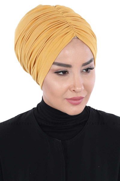 Jill - Turban En Coton Moutarde - Ayse Turban