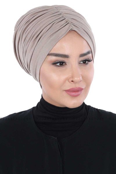 Jill - Turban En Coton Taupe - Ayse Turban