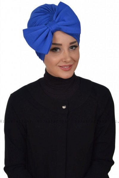 Julia - Turban En Coton Bleu - Ayse Turban