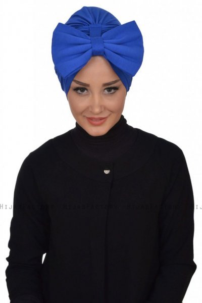Julia - Turban En Coton Bleu - Ayse Turban