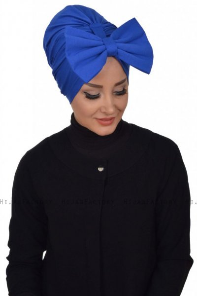 Julia - Turban En Coton Bleu - Ayse Turban