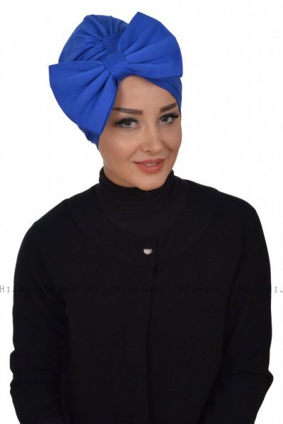 Julia - Turban En Coton Bleu - Ayse Turban