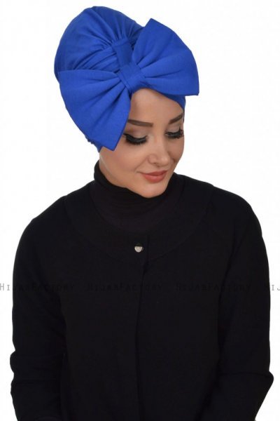 Julia - Turban En Coton Bleu - Ayse Turban