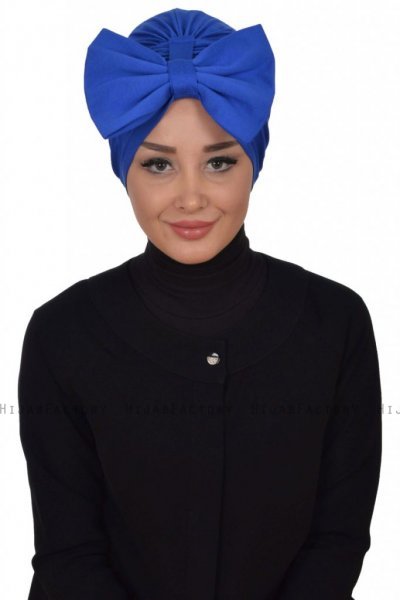 Julia - Turban En Coton Bleu - Ayse Turban