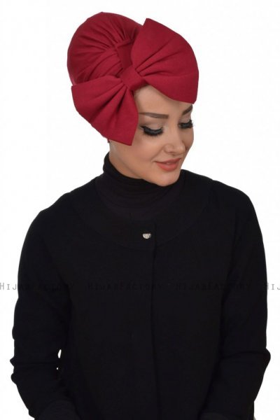 Julia - Turban En Coton Bordeaux - Ayse Turban