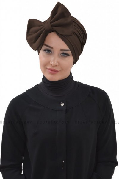 Julia - Turban En Coton Marron - Ayse Turban