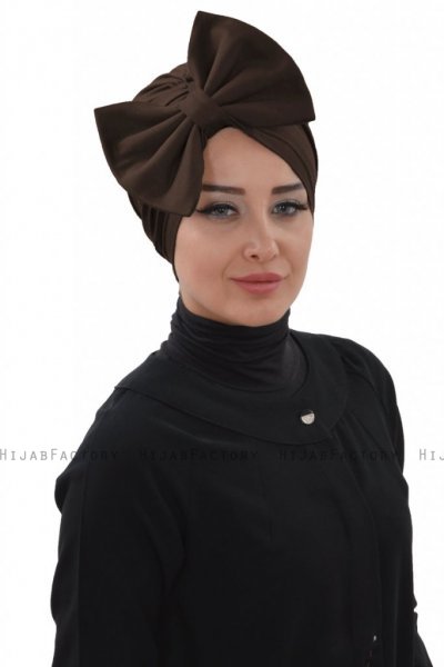 Julia - Turban En Coton Marron - Ayse Turban