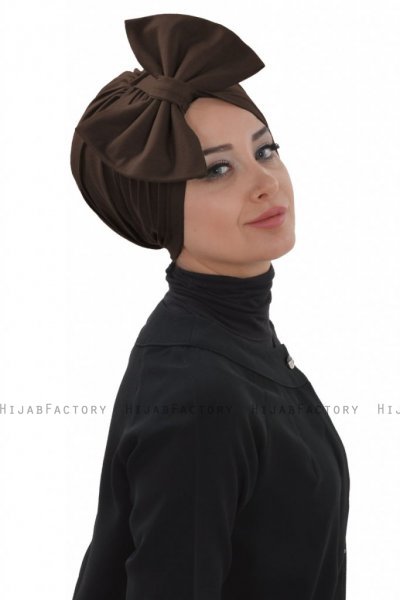 Julia - Turban En Coton Marron - Ayse Turban