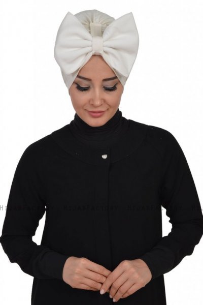 Julia - Turban En Coton Blanc Cassé - Ayse Turban