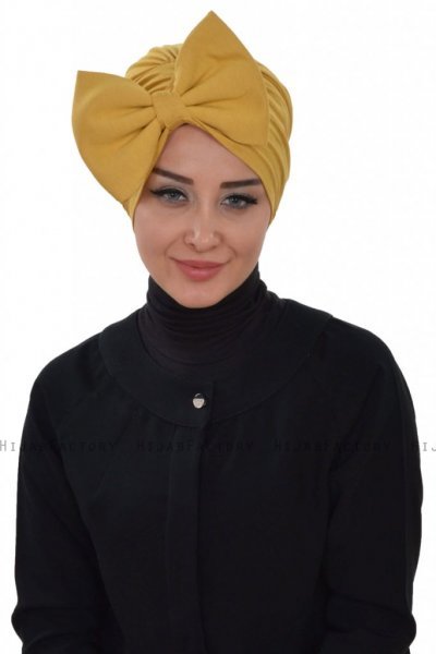 Julia - Turban En Coton Moutarde - Ayse Turban