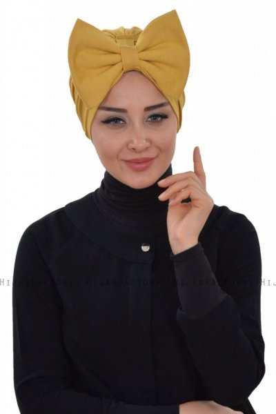 Julia - Turban En Coton Moutarde - Ayse Turban