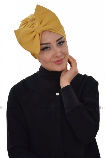Julia - Turban En Coton Moutarde - Ayse Turban
