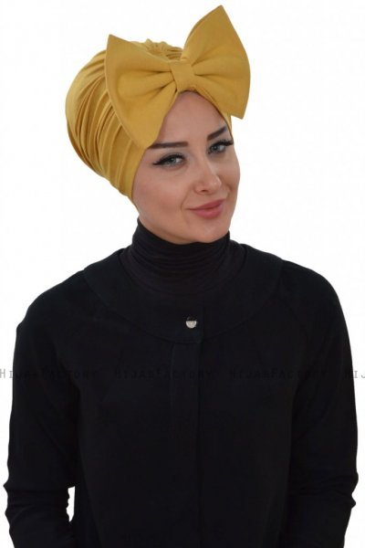 Julia - Turban En Coton Moutarde - Ayse Turban