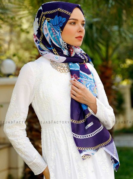 Jumana - Hijab à Motifs Violet - Sal Evi