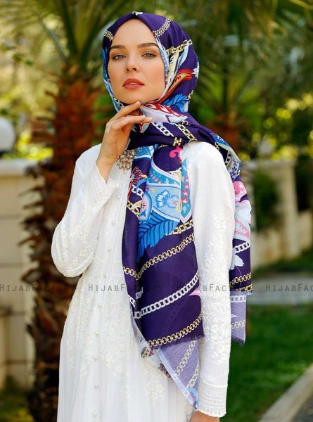 Jumana - Hijab à Motifs Violet - Sal Evi