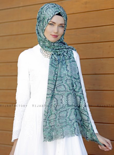 Dounia - Hijab à Motifs Vert