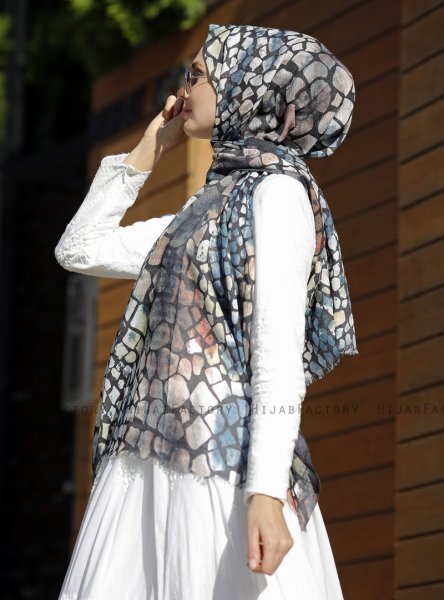 Dounia - Hijab à Motifs Pierre