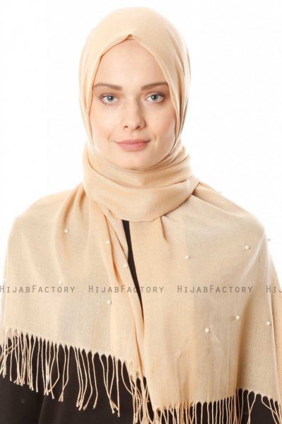 Kadri - Hijab Beige Avec Des Perles - Özsoy