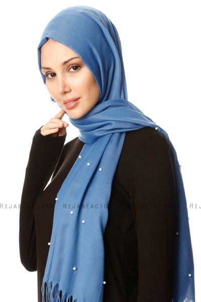Kadri - Hijab Bleu Avec Des Perles - Özsoy