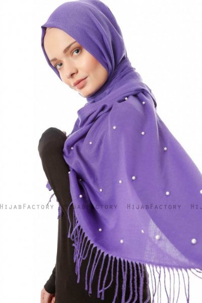 Kadri - Hijab Violet Clair Avec Des Perles - Özsoy