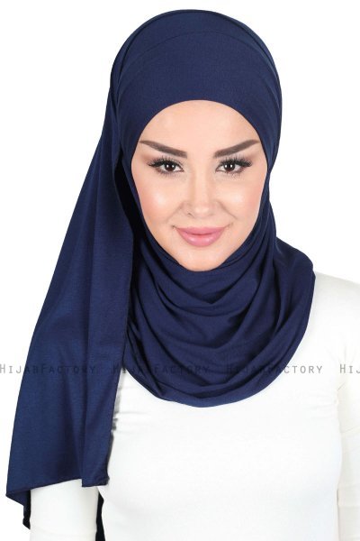 Kaisa - Hijab Coton Pratique Bleu Marin