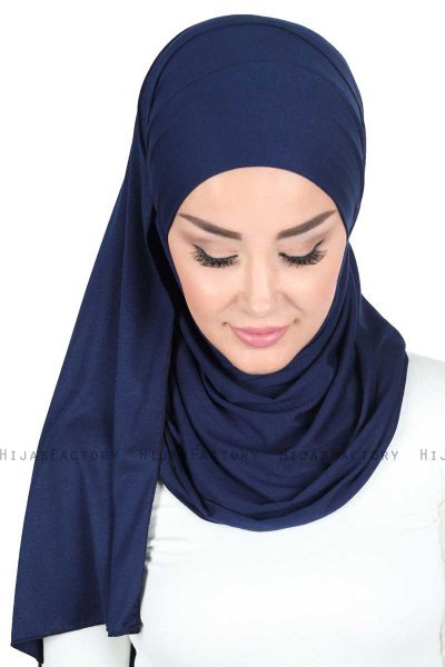 Kaisa - Hijab Coton Pratique Bleu Marin