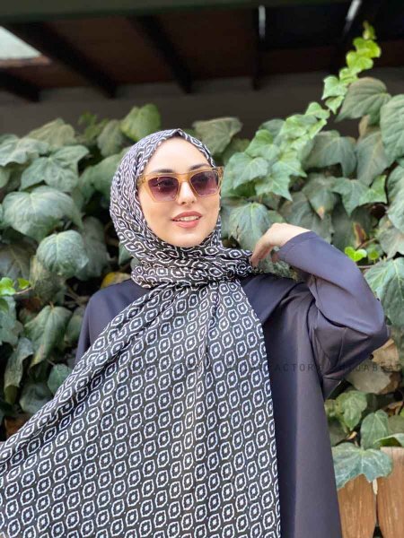 Kalila - Hijab A Motifs En Coton Vert Foncé