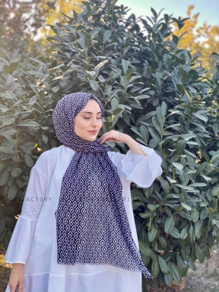 Kalila - Hijab A Motifs En Coton Noir