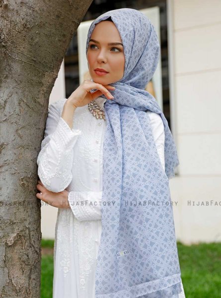 Khadija - Hijab à Motifs Gris - Sal Evi